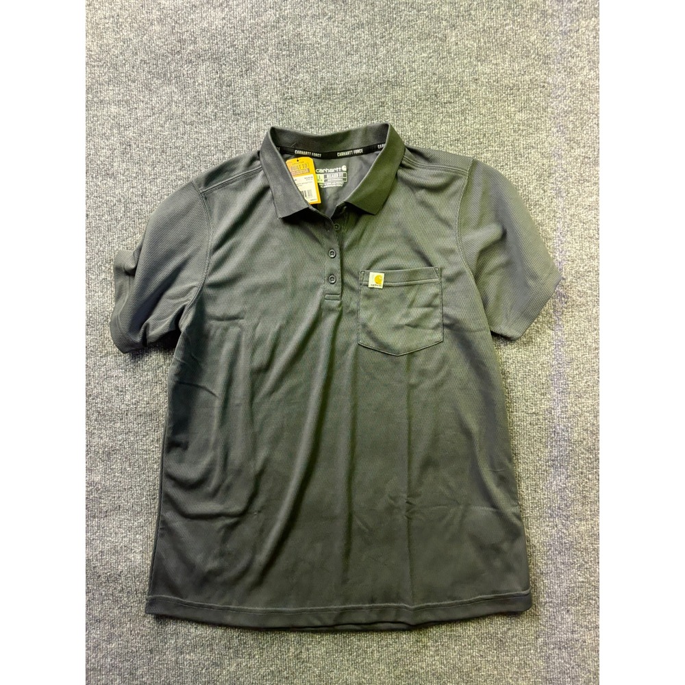 Carhartt Polo Shirt Womens Large L Gray Force Relaxed Fit Lightweight TK5293-W